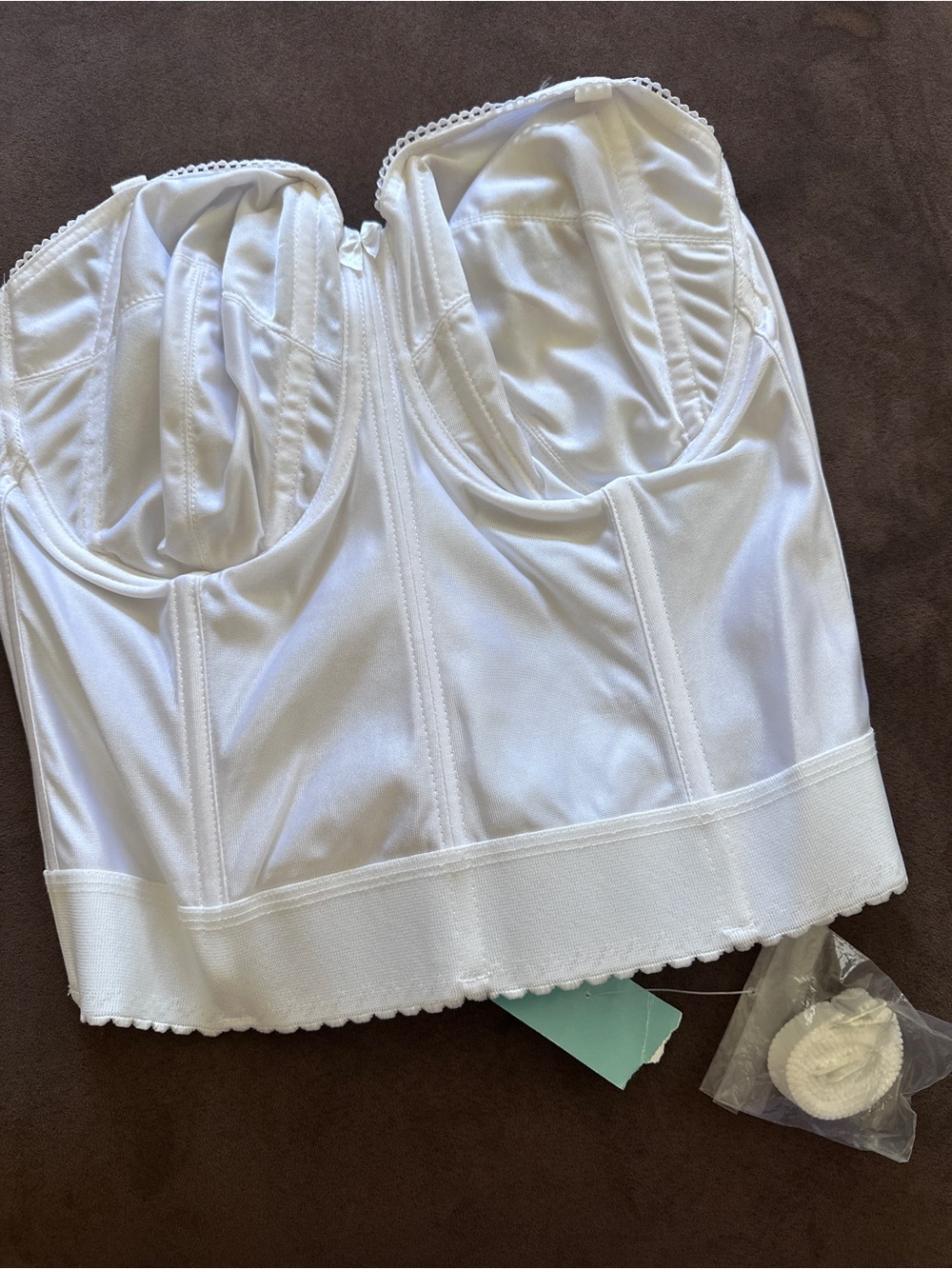 vintage Goddess strapless longline bridal corset bra bustier 36F deadstock nwt